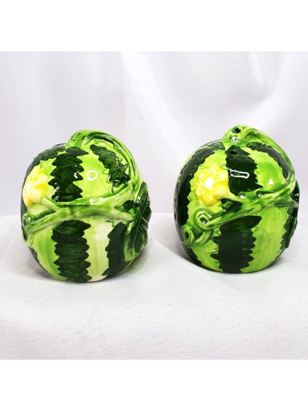 VTG Watermelon Ceramic Salt & Pepper Shakers Hand-Painted 2.75" Tall - Picture 8 of 10